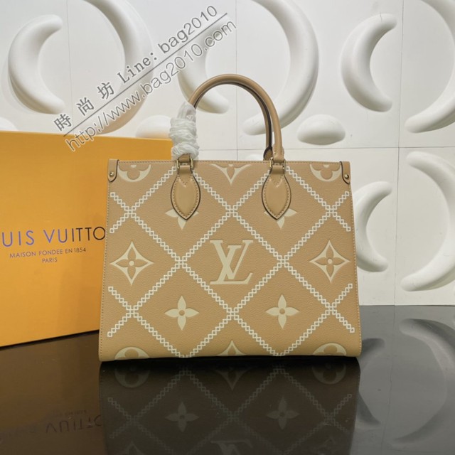 路易威登2022专柜新款女士手袋 M46015 M46016 路易威登Onthego中号手袋 刺绣压纹软粒面牛皮 LV手提购物袋  ydh4648